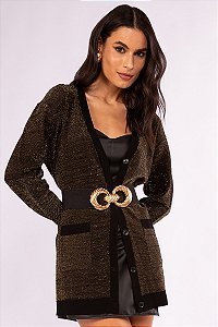 Cardigan de viscose com lurex