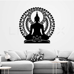 Quadro Decorativo Mandala Meditação Buda em madeira