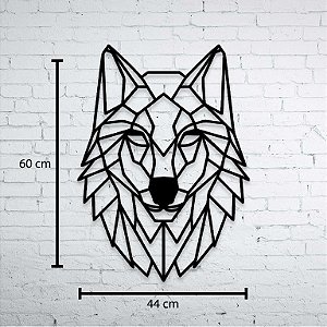 Escultura de Parede Lobo Geométrico Aplique 60cm Pintado mdf 6mm