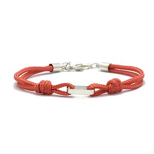 Pulseira de Corda Paracord com Pingente e Fecho em Prata