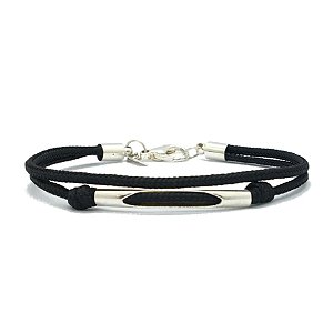 Pulseira de Corda Paracord com Pingente e Fecho em Prata