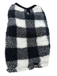 BLUSA PET XADREZ PRETO "SHERPA PELUCIA" PARA CACHORRO