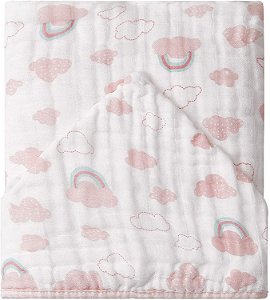 Toalhão De Banho Soft Premium Com Capuz Estampado nuvens e arco-íris 1, 05M X 85Cm