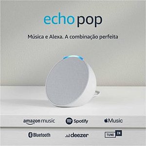 Caixa de Som Speaker Amazon Echo Pop - Com Alexa - 1ª Geração - Wi-Fi/Bluetooth CORES DISPONÍVEIS: BRANCO, PRETO, LILÁS E VERDE.