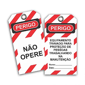 Etiqueta de Bloqueio - Não opere - Equipamento Travado para proteção de pessoas