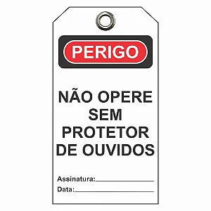Etiqueta de Perigo - Não opere sem protetor de ouvido