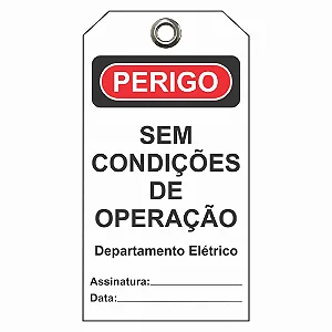 Etiqueta de Perigo - Sem condições de operação - Elétrico
