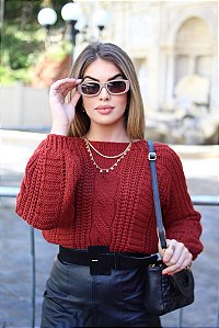Blusa Feminina Grossinha Manga Bufante Tricot