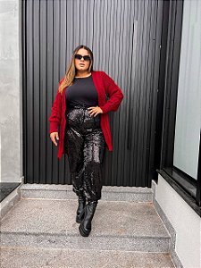 Cardigan Estiloso Manga Bufante De Inverno