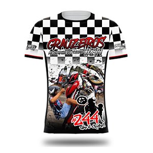 Camiseta 244 Não é Crime Grauzeiros Quadriculada Branco - Innove, grau de bike  244 