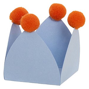 Azul Céu e Laranja - Forminha de doce Pompom (10und)