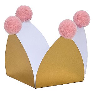 Dourado e rosa - Forminha de doce Pompom (20und)
