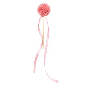 Rosa Flamingo - Topo de Bolo Pompom Fitilhos