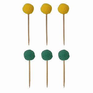 Verde e Amarelo Copa - Topper Pompom (6 und)