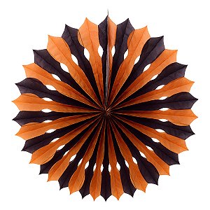 Laranja e Preto Listra - Leque