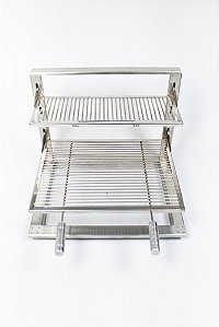 Suporte L Completo com Grelha Argentina 60x40cm Inox 304
