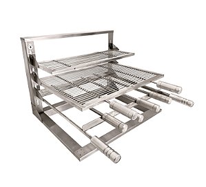 Suporte L Completo com Grelhas Aramada 70x40cm Inox 304