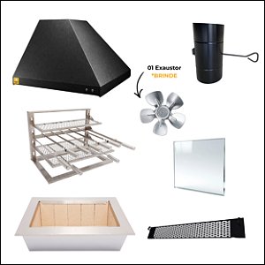 Kit Churrasqueira Gourmet Completa para Apartamento - 2 Águas Preta