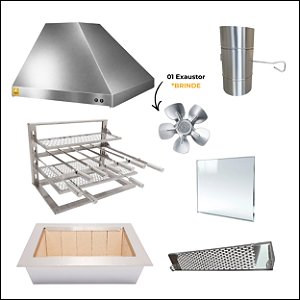 Kit Churrasqueira Gourmet Completa para Apartamento - 2 Águas Inox 430