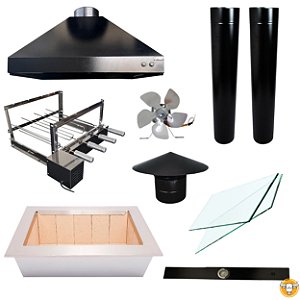 Kit Churrasqueira Gourmet Completa - 3 Águas Preta - Grill Elétrico