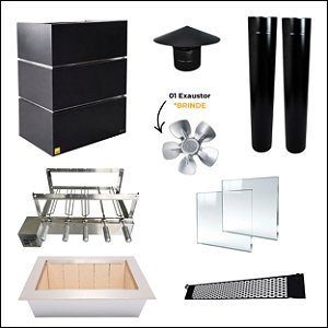 Kit Churrasqueira Gourmet Completa - Gomada Preta - Grill Elétrico