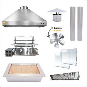 Kit Churrasqueira Gourmet Completa Mod. 3 Águas Inox 430 - Suporte L + Elétrico