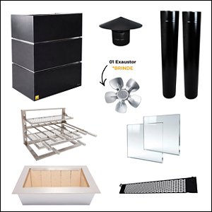 Kit Churrasqueira Gourmet Completa - Gomada Preta - Suporte L