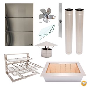 Kit Churrasqueira Gourmet Completa - Gomada Inox 430 - Suporte L