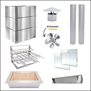 Kit Churrasqueira Gourmet Completa - Gomada Inox 430 - Suporte L