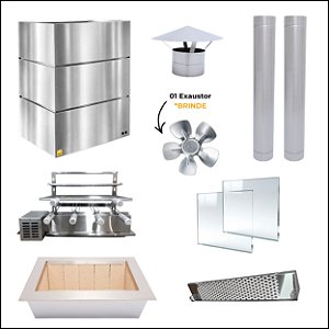 Kit Churrasqueira Gourmet Completa - Gomada Inox 430 - Suporte L + Elétrico