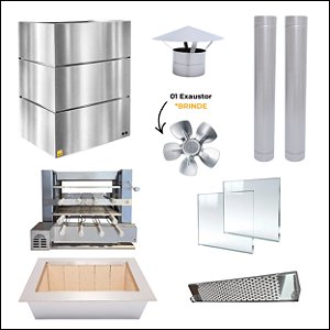 Kit Churrasqueira Gourmet Completa - Gomada Inox 304 - Grill Elevatório