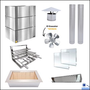 Kit Churrasqueira Gourmet Completa - Gomada Inox 304 - Suporte L