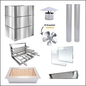 Kit Churrasqueira Gourmet Completa - Gomada Inox 304 - Suporte L