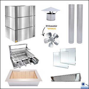 Kit Churrasqueira Gourmet Completa - Gomada Inox 304 - Suporte L + Elétrico