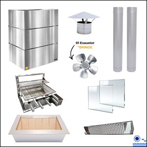 Kit Churrasqueira Gourmet Completa - Gomada Inox 304 - Suporte L + Elétrico