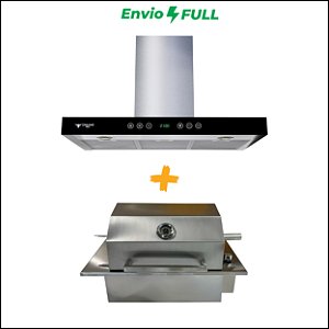 Combo Churrasqueira Elétrica Premium + Exaustor Aria Touch com sensor de aproximação