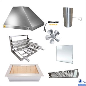 Kit Churrasqueira Gourmet Completa para Apartamento - 2 Águas Inox 304