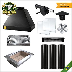 Kit Churrasqueira Gourmet Econômica 60cm + Grelha argentina + BRINDE