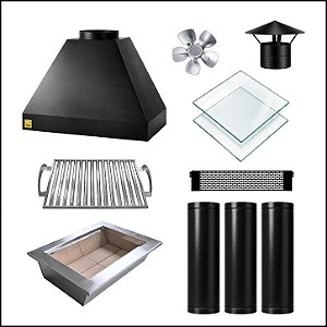 Kit Churrasqueira Gourmet Econômica 60cm com Grelha Parrilla