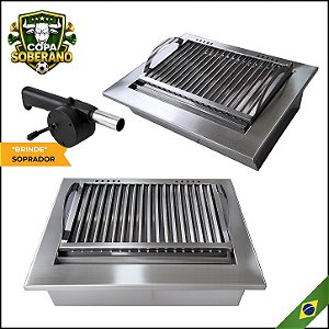 Braseiro Térmico modelo cooktop + Grelha Parrila de Embutir