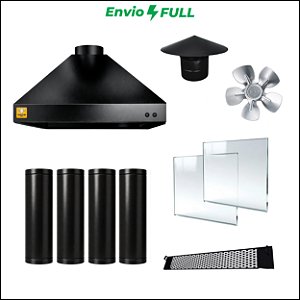 kit Coifa de parede 80cm Modelo três aguas com Exaustor