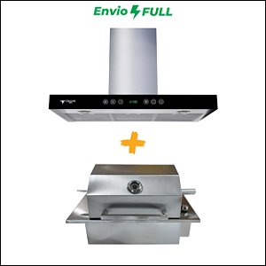 Combo Churrasqueira Elétrica Premium + Exaustor Aria Touch com sensor de aproximação
