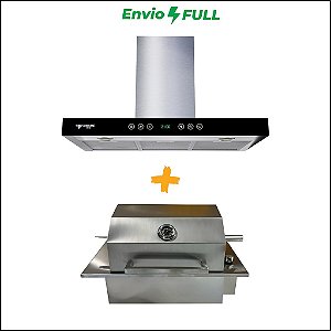 Combo Churrasqueira Elétrica Premium + Exaustor Aria Touch com sensor de aproximação