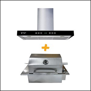 Combo Churrasqueira Elétrica Premium + Exaustor Aria Touch com sensor de aproximação