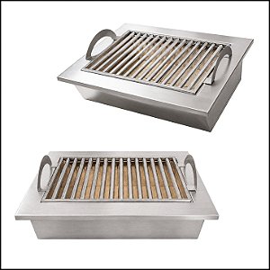 Braseiro Térmico modelo cooktop + Grelha Parrilla de Embutir