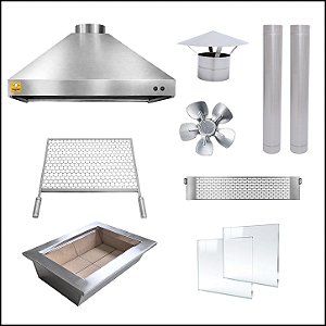 Kit Churrasqueira Gourmet completa Mod. 3 Águas Inox + Grelha para assar