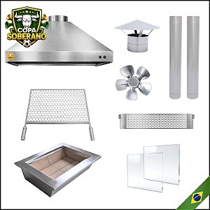 COPA - Kit Churrasqueira Gourmet completa Mod. 3 Águas Inox + Grelha para assar