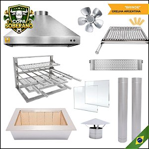 COPA - Kit Churrasqueira Gourmet Completa Inox 80cm com Suporte L + BRINDE