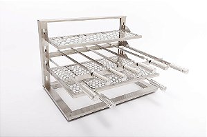 Suporte L Completo com Grelha Argentina 70x40cm Inox 430