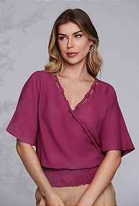 30745 - Blusa visco linho detalhe decote